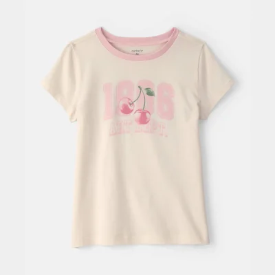 Girls Cherry Graphic Tee - Cream