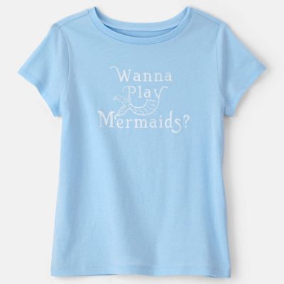 Girls Mermaid Graphic Tee - Blue