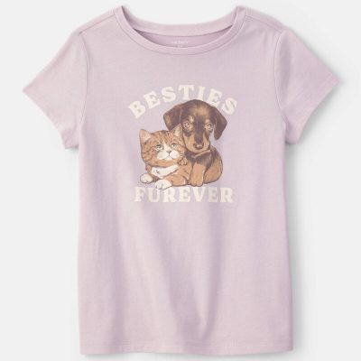 Girls 'Besties Furever' Graphic Tee - Purple