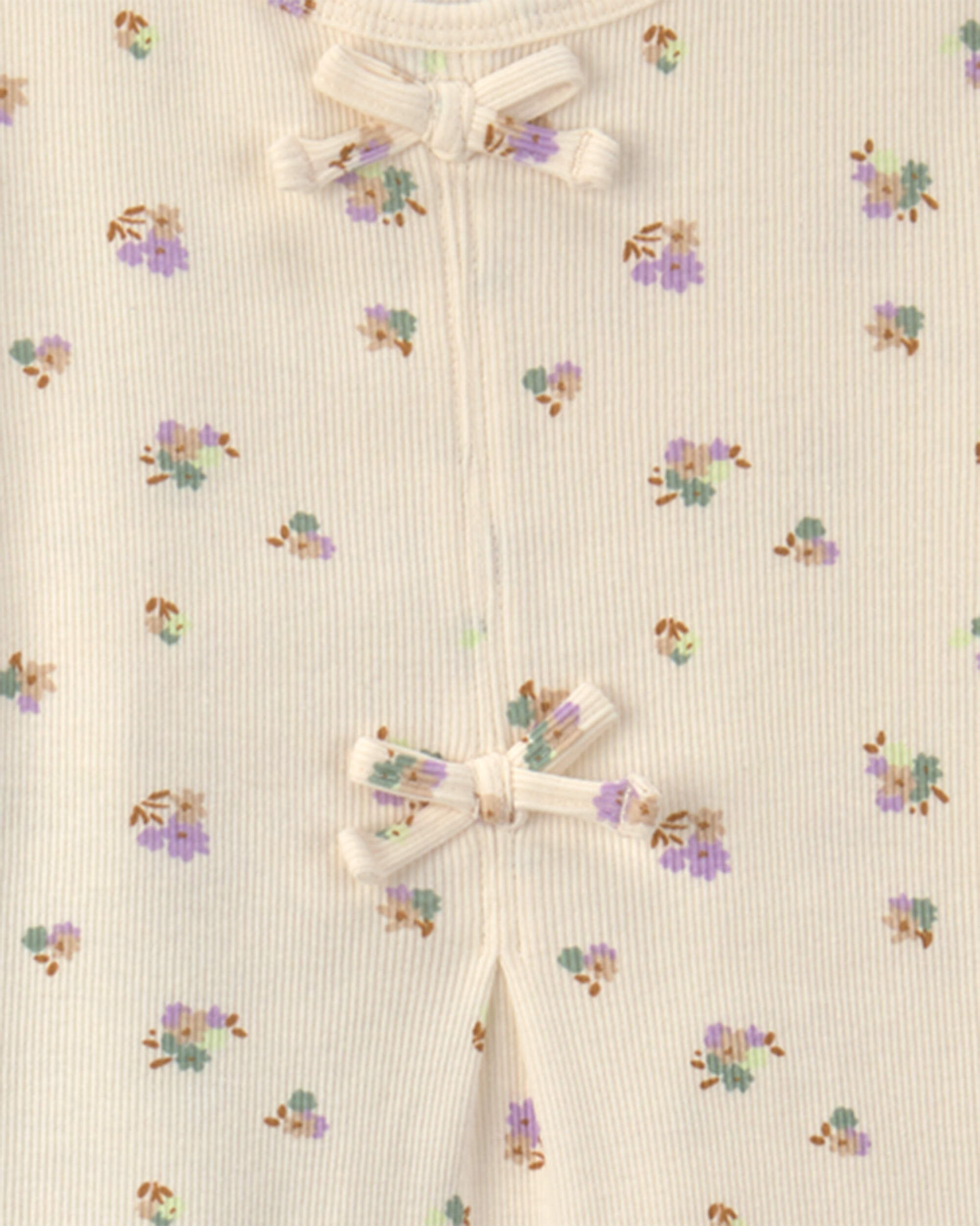 Girls 2-Piece Floral Short-Sleeve Top & Pant Set - Cream/Green - Image 5