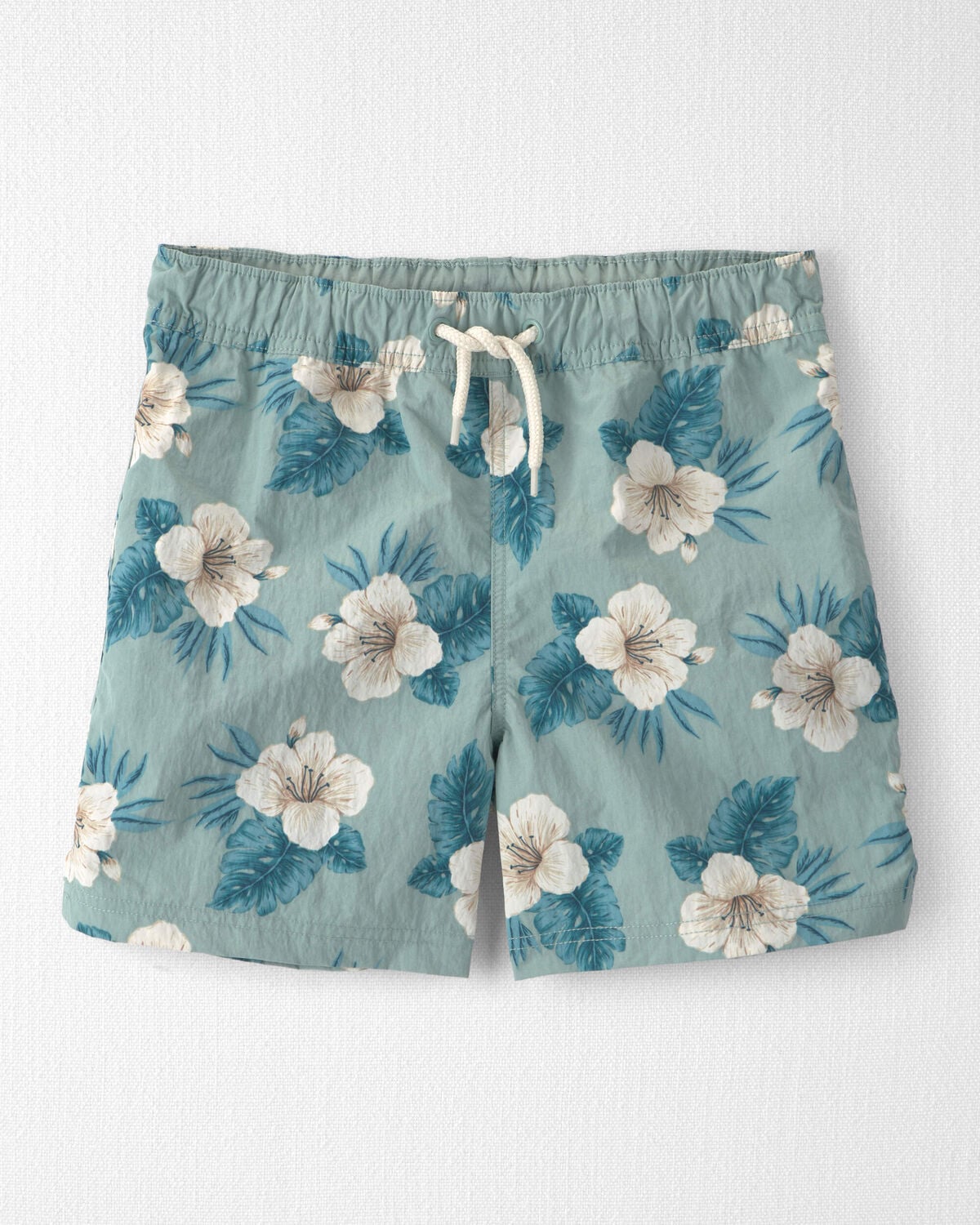 Boys Recycled Swim Trunks in Blue Hibiscus