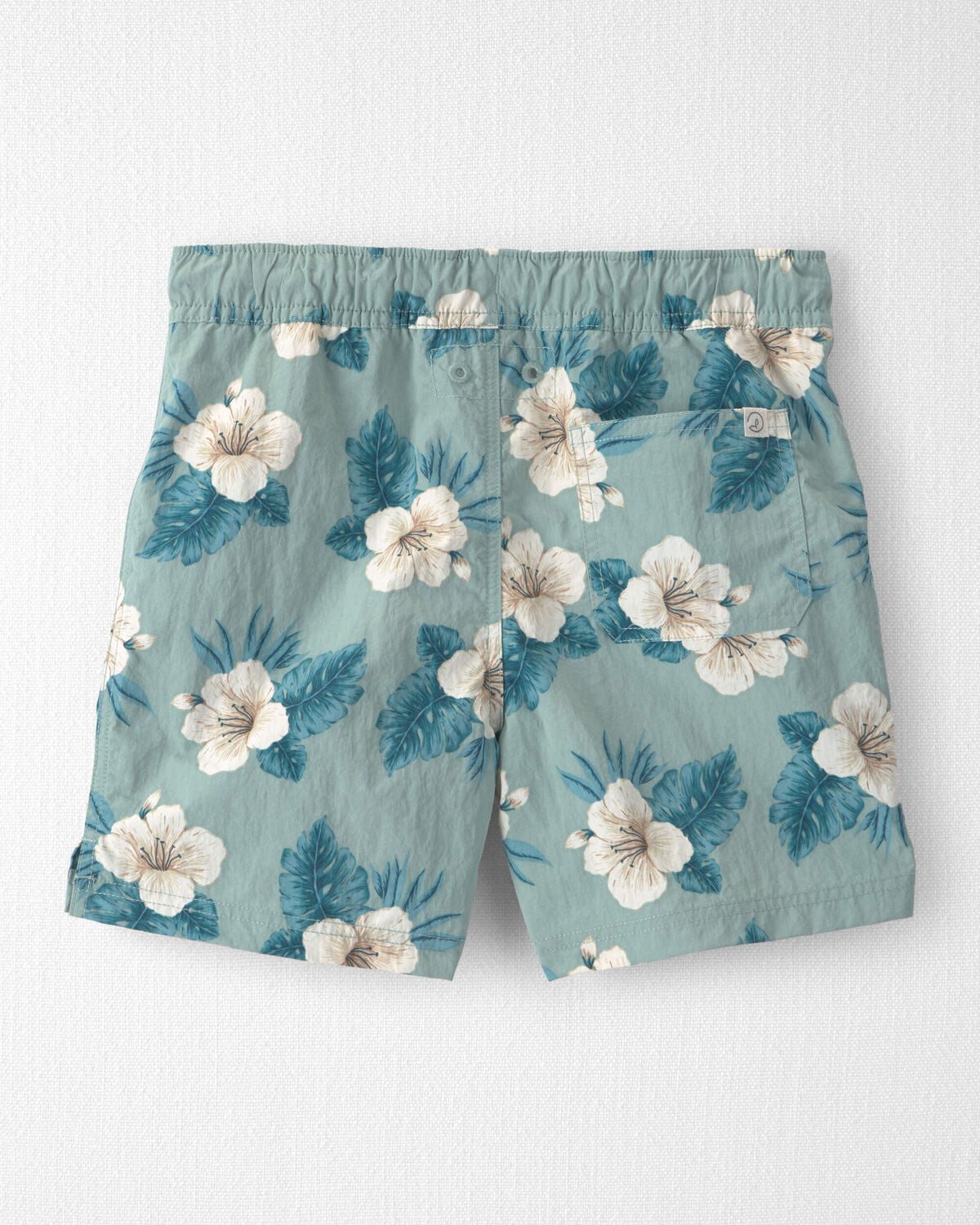 Boys Recycled Swim Trunks in Blue Hibiscus - Image 2