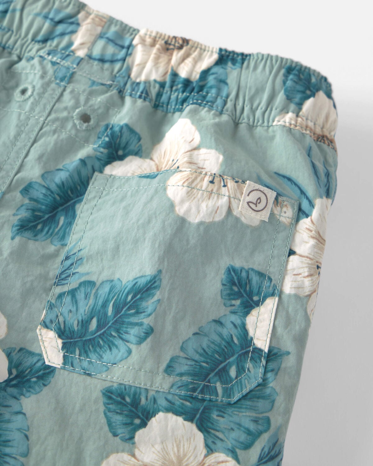 Boys Recycled Swim Trunks in Blue Hibiscus - Image 3