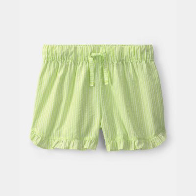 Girls Ruffle-Trim Shorts - Green
