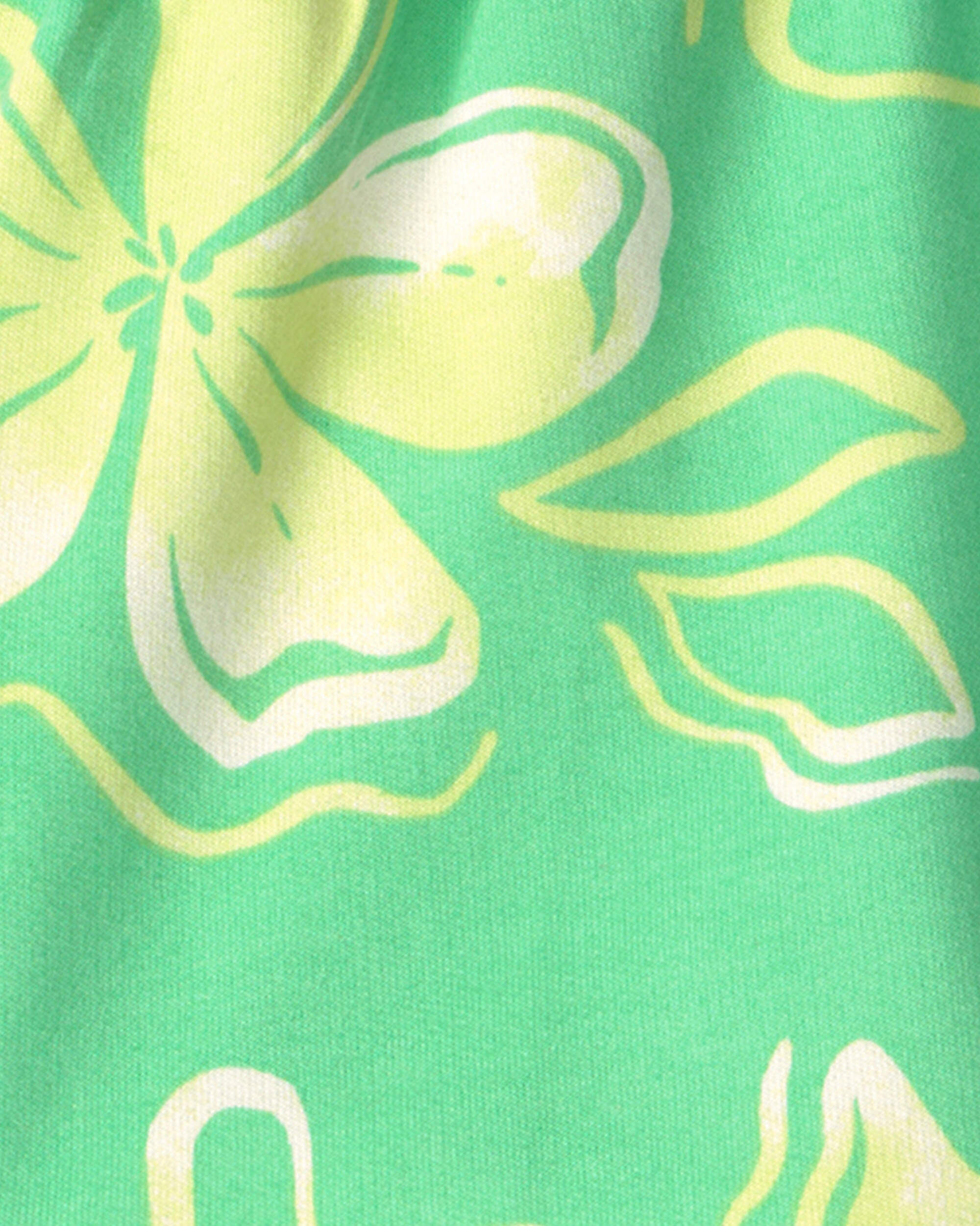 Girls Floral French Terry Shorts - Green - Image 4