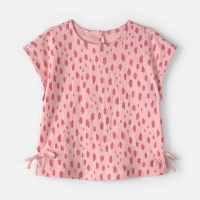 Girls Dots Short-Sleeve Top - Pink