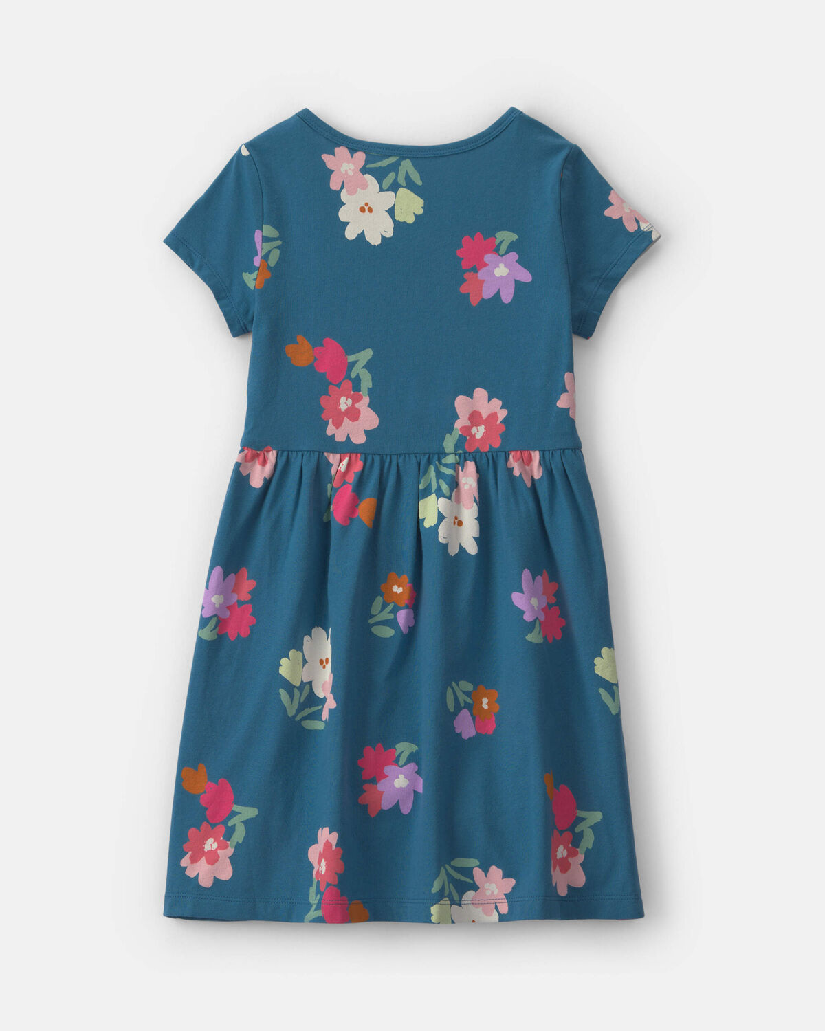 Girls Floral Short-Sleeve Dress - Navy Blue - Image 2