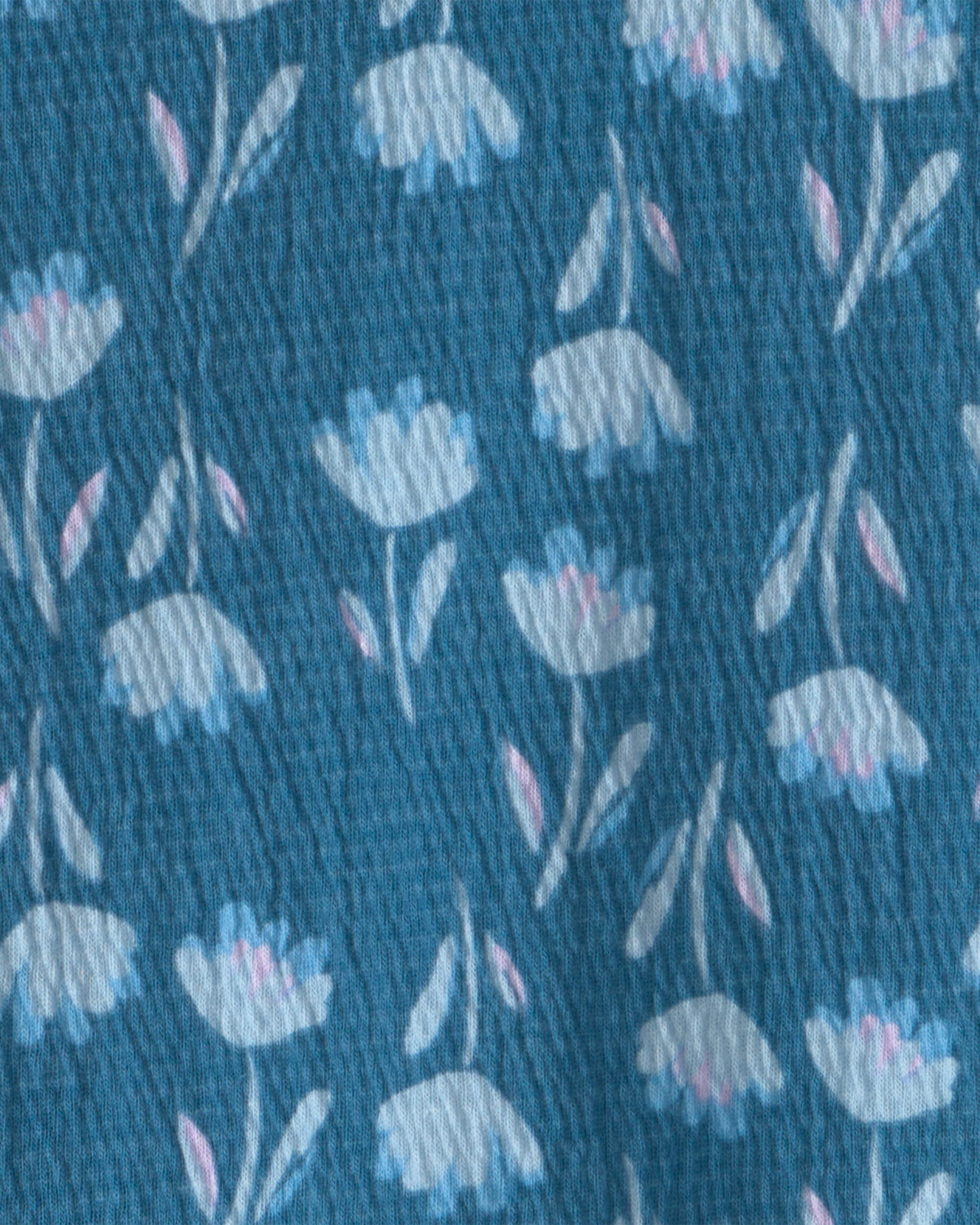 Girls Floral Short-Sleeve Top - Navy Blue - Image 3