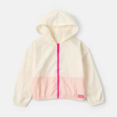Girls Colorblock Zip-Up Jacket - Ivory/Pink