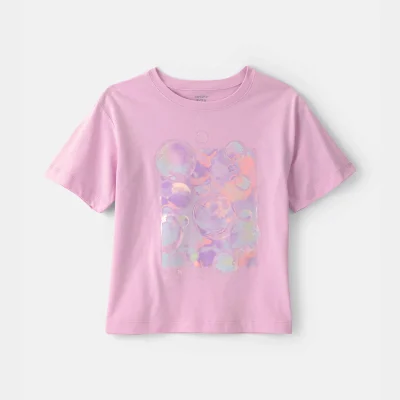 Girls Bubble Oversized Graphic Tee - Pink