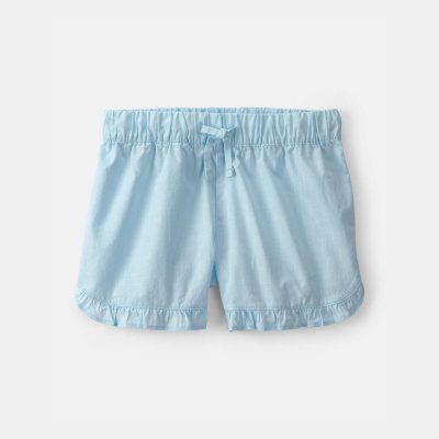 Girls Ruffle-Trim Shorts - Blue
