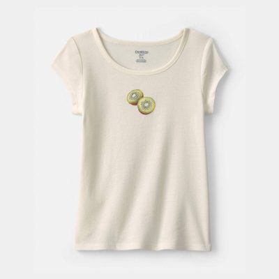 Girls Kiwi Ribbed Tee - Ivory
