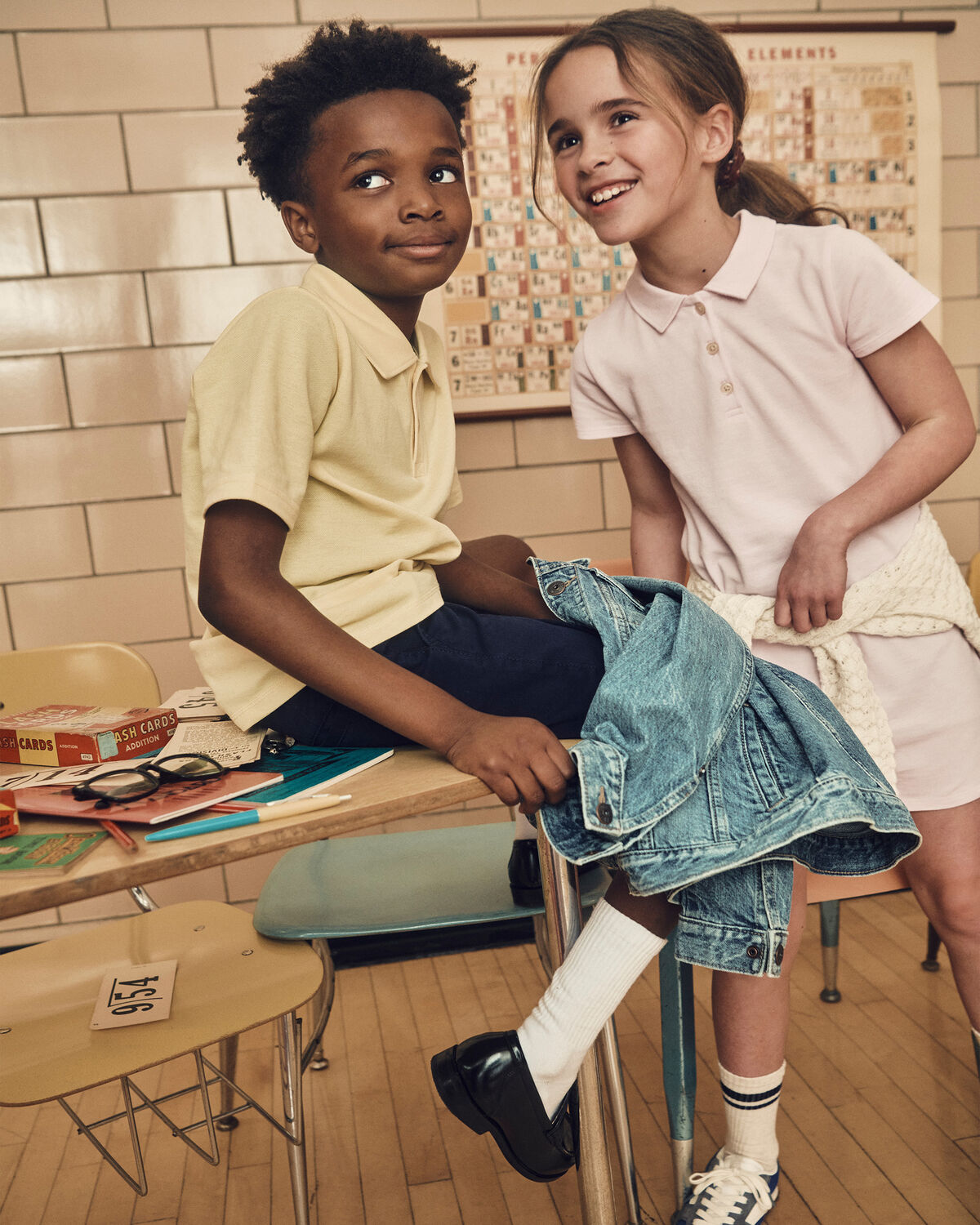 Girls Uniform Piqué Short-Sleeve Dress - Pink - Image 2