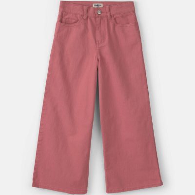 Girls Cropped Wide-Leg Pants - Red
