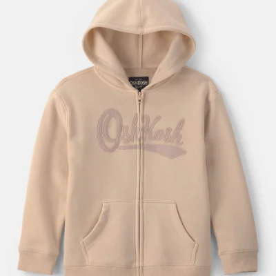 Boys OshKosh Logo Fleece Zip-Up Hoodie - Tan