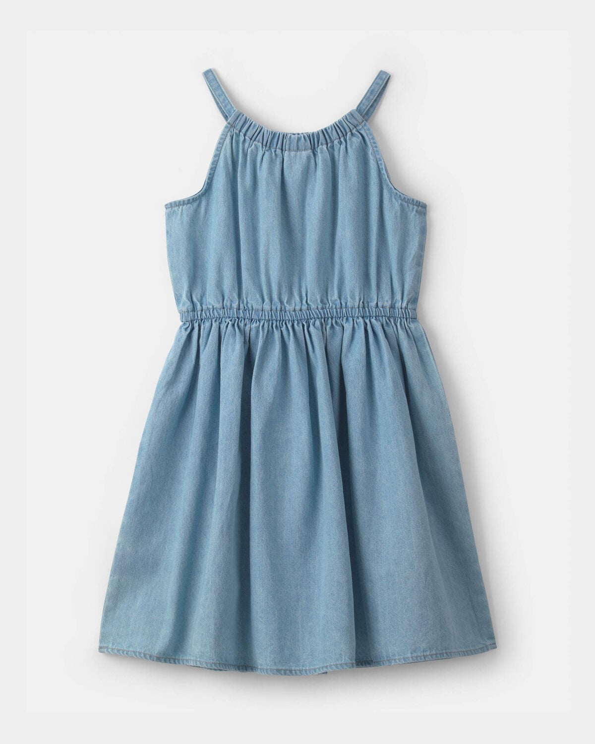 Girls Denim Chambray Dress - Light Wash - Image 2