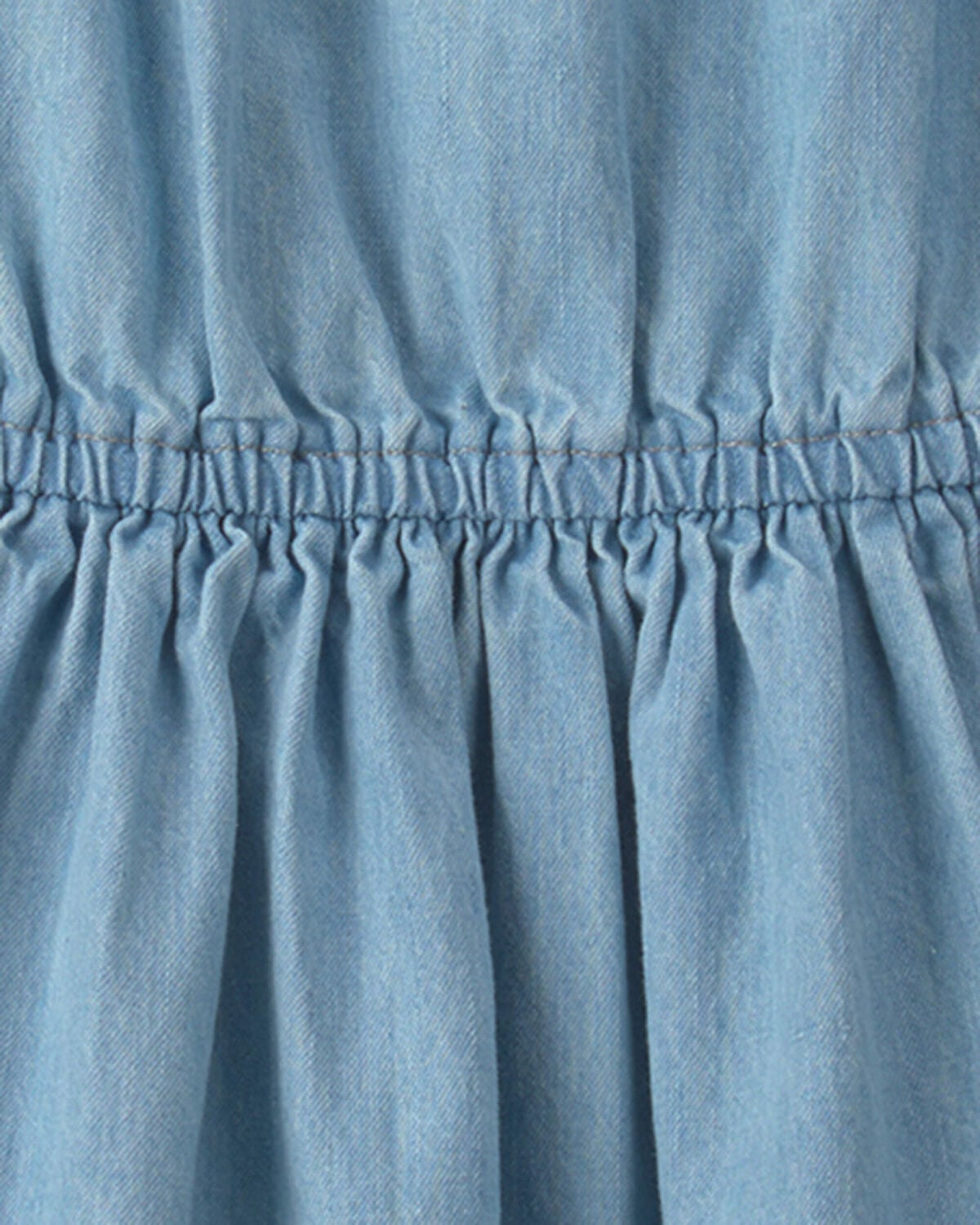 Girls Denim Chambray Dress - Light Wash - Image 3