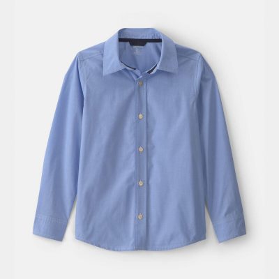 Boys Uniform Poplin Button-Down Shirt - Blue