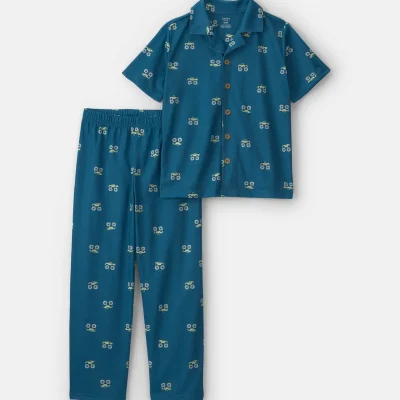 Boys Monster Truck 2-Piece Pajama Set - Blue