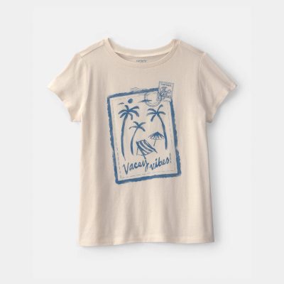 Girls 'Vacay Vibes' Beach Graphic Tee - Ivory