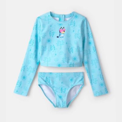 Girls 2-Piece Bluey™ Rashguard Swimsuit Set - Blue