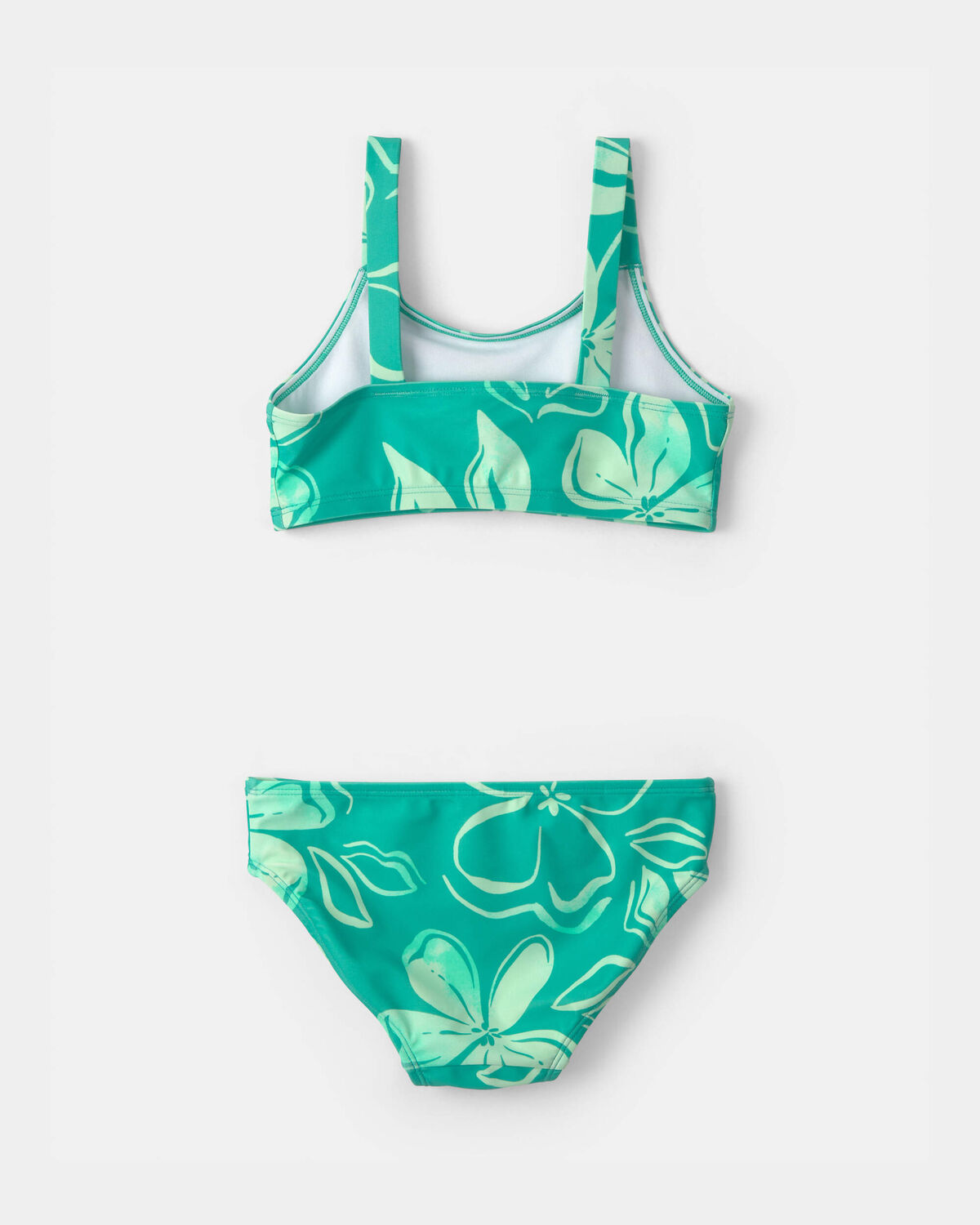 Girls 3-Piece Floral Rashguard Swimsuit Set - Green - Image 2