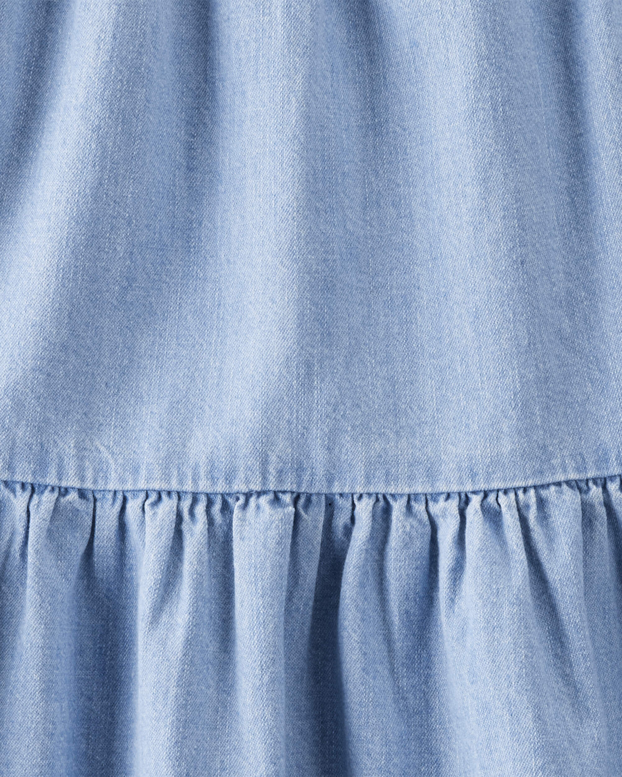 Girls Organic Cotton Chambray Dress - Image 6