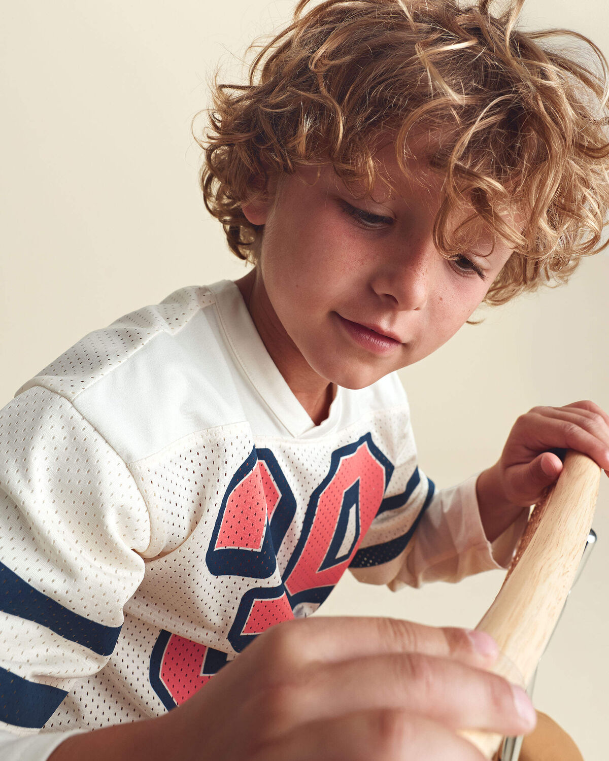 Boys Game Day Mesh Long-Sleeve Jersey - Cream - Image 4