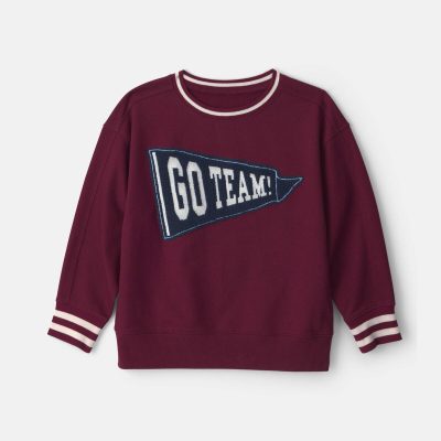 Boys 'Go Team!' Pullover Sweatshirt - Burgundy