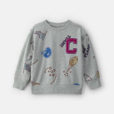 Boys 'Captain' Athlete Pullover Sweatshirt - Grey