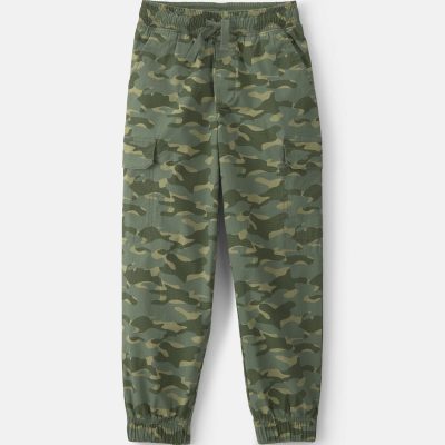 Boys Camo Cargo Joggers - Olive Green