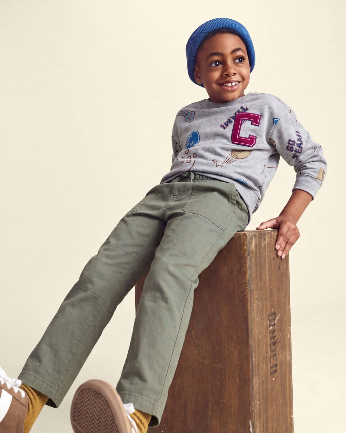 Boys Pull-On Canvas Pants - Olive Green - Image 4