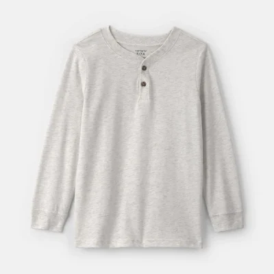 Boys Long-Sleeve Henley T-Shirt - Grey