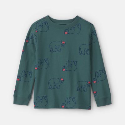 Boys Bear Long-Sleeve T-Shirt - Green