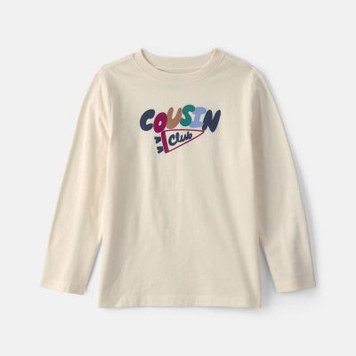 Kids 'Cousin Club' Long-Sleeve Graphic Tee - Cream