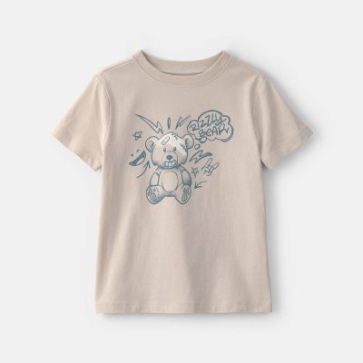 Girls Bear Graphic Tee - Cream