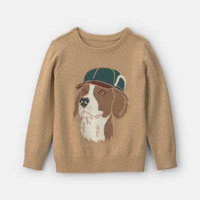 Boys Dog Sweater - Brown