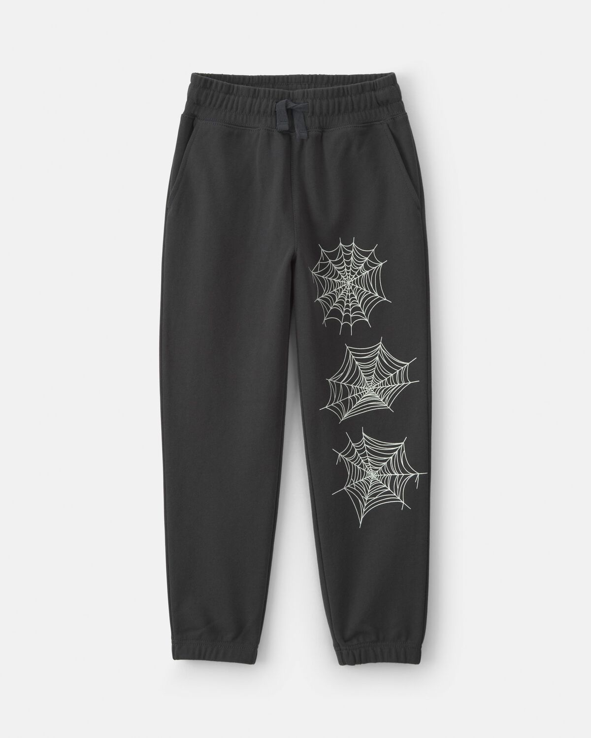 Boys Spider Web Halloween French Terry Joggers - Black
