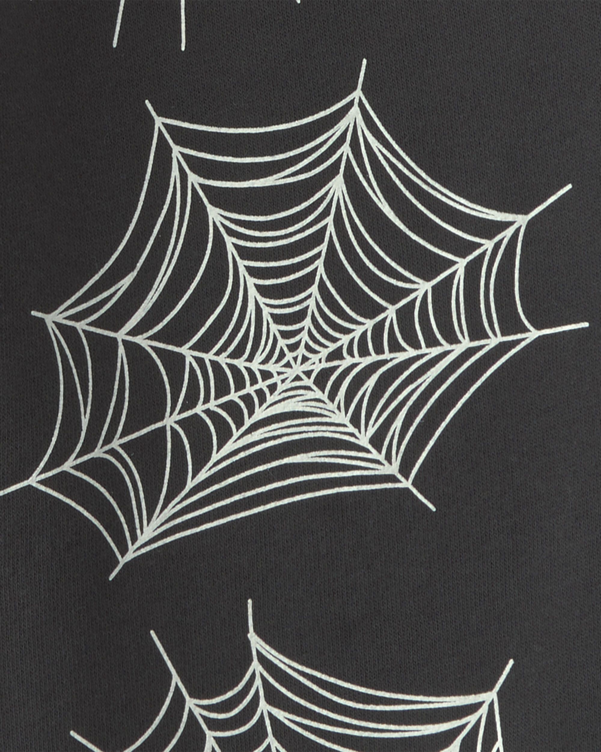 Boys Spider Web Halloween French Terry Joggers - Black - Image 4