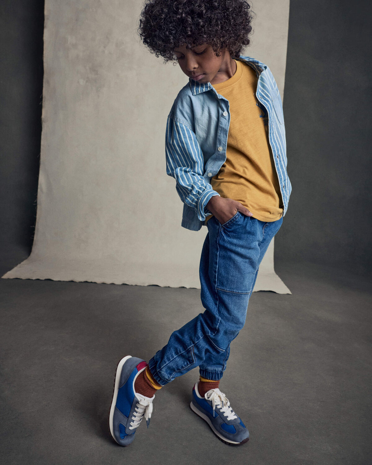 Boys Denim Relaxed Joggers - Medium Wash - Image 3