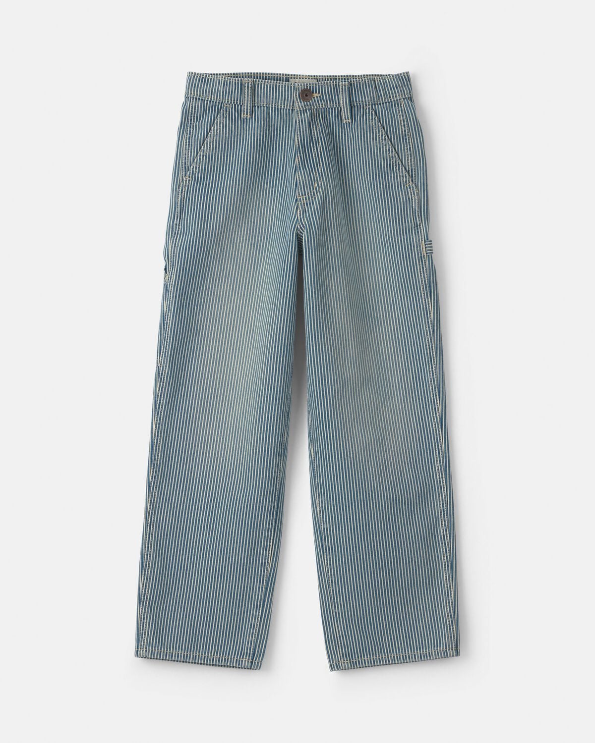 Boys Hickory Stripe Denim Baggy Jeans - Light Wash