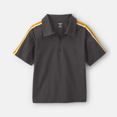 Boys Striped Polo Shirt - Grey