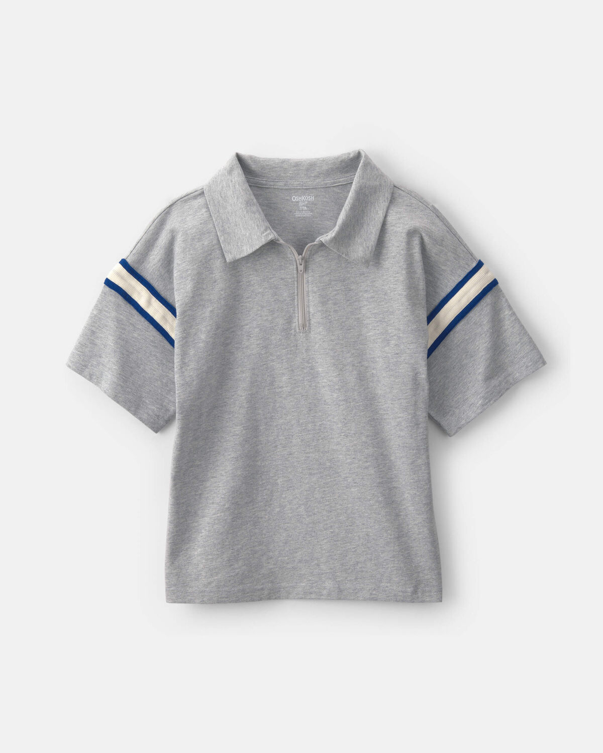 Boys Striped Polo Shirt - Grey/Navy Blue