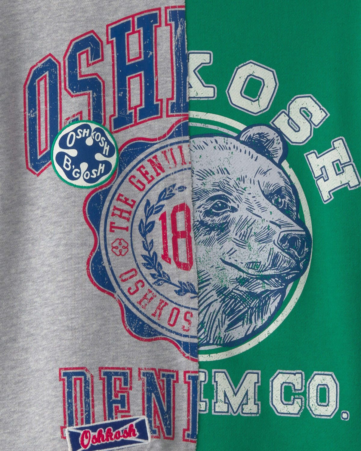 Boys 'Oshkosh Denim Co' French Terry Pullover Sweatshirt - Grey/Green - Image 2