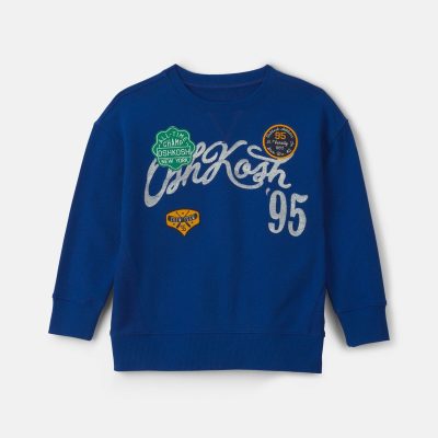 Boys 'OshKosh' Logo Pullover Sweatshirt - Navy Blue