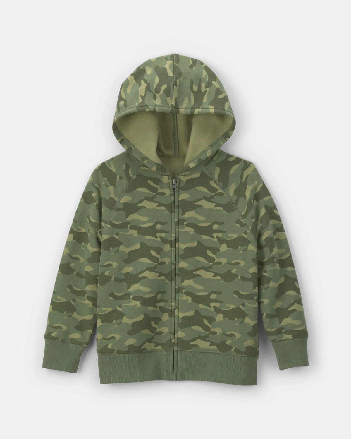 Boys Camo Zip-Up Hoodie - Green