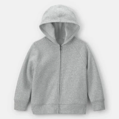 Boys Fleece Zip-Up Hoodie - Grey