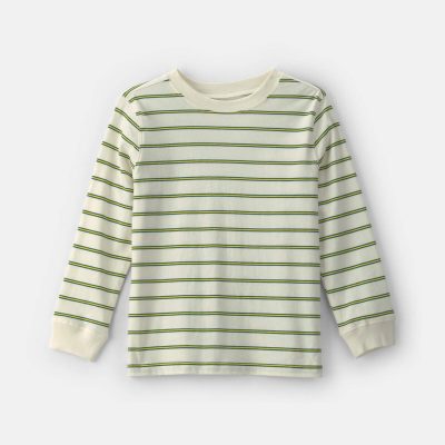 Boys Striped Long-Sleeve T-Shirt - Cream/Green