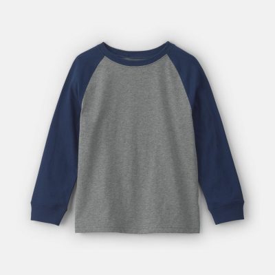 Boys Color Block Long-Sleeve T-Shirt - Grey/Navy Blue
