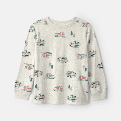 Boys Car Mountain Off-Roading Long-Sleeve Tee - Grey